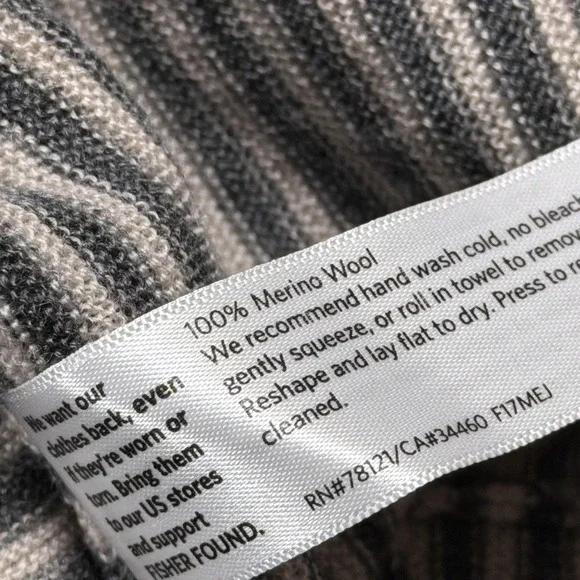 Eileen Fisher Sweater Dress Womens Medium Gray Striped Merino Wool Turtleneck - Picture 7 of 9